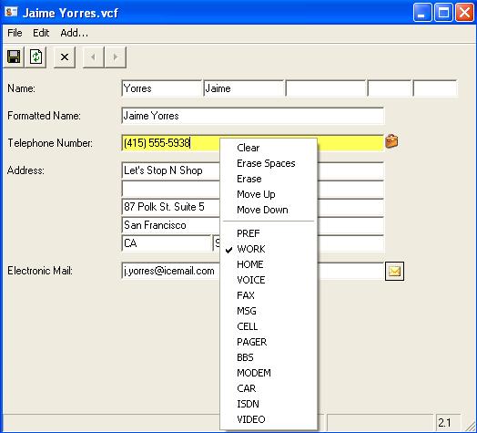 vcard editor for windows